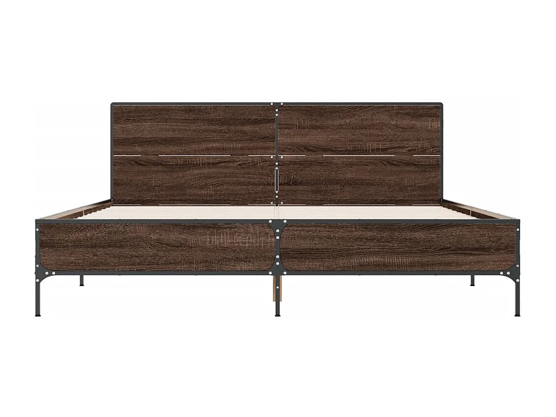 Bedframe bewerkt hout metaal bruin eikenkleur 140x190 cm