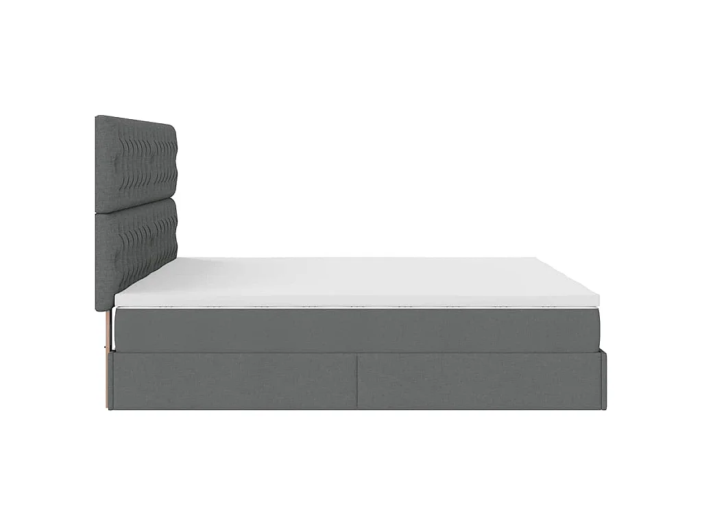 Estrutura de cama otomana com colchões tecido cinzento escuro