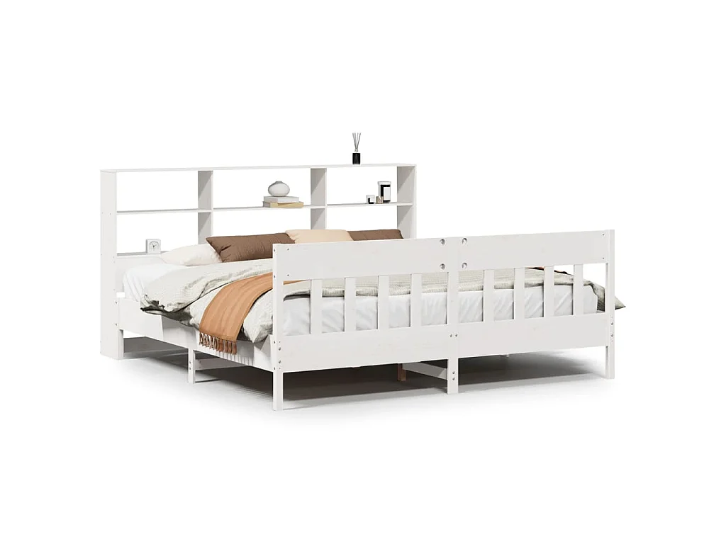 Cadre de lit sans matelas blanc 180x200 cm bois massif de pin
