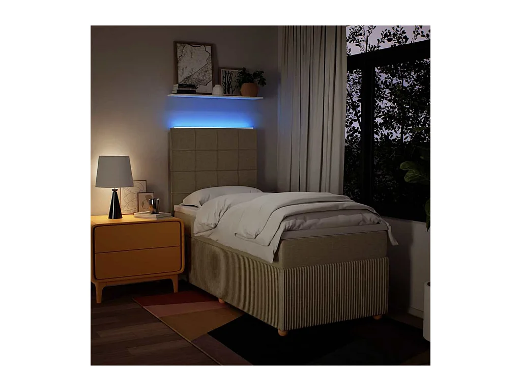 Giroletto a Molle con Materasso Crema 90x190 cm in Tessuto