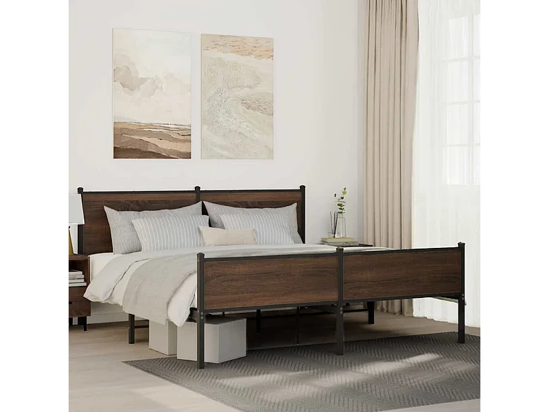 Giroletto senza Materaso in Metallo Rovere Marrone 180x200 cm