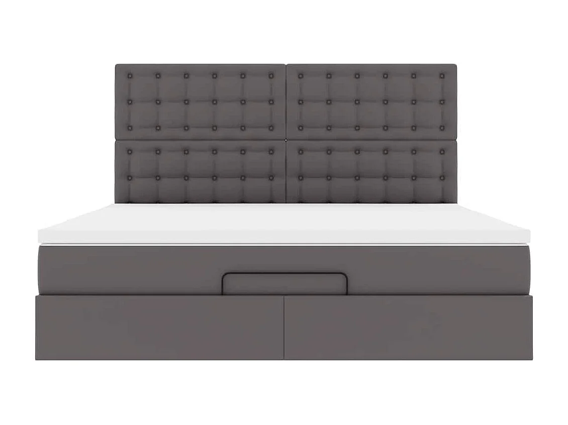 Struttura Letto Pouf con Materasso Grigio 180x200 cm Similpelle