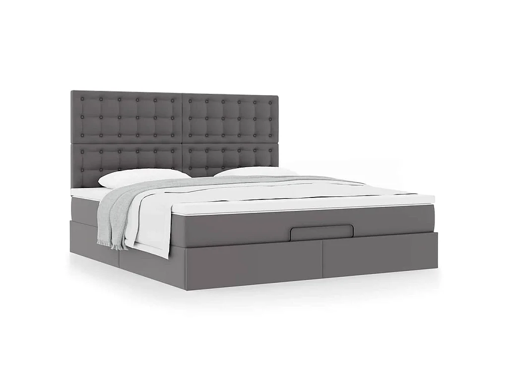 Ottoman bed met matras 180x200cm kunstleer grijs