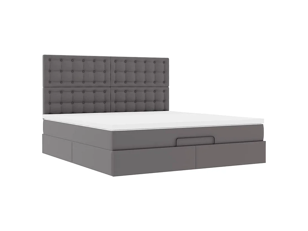 Ottoman bed met matras 180x200cm kunstleer grijs