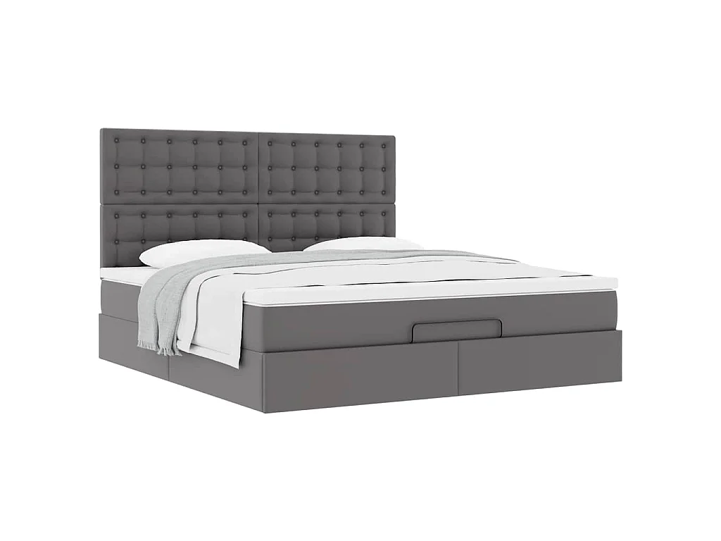 Ottoman bed met matras 180x200cm kunstleer grijs