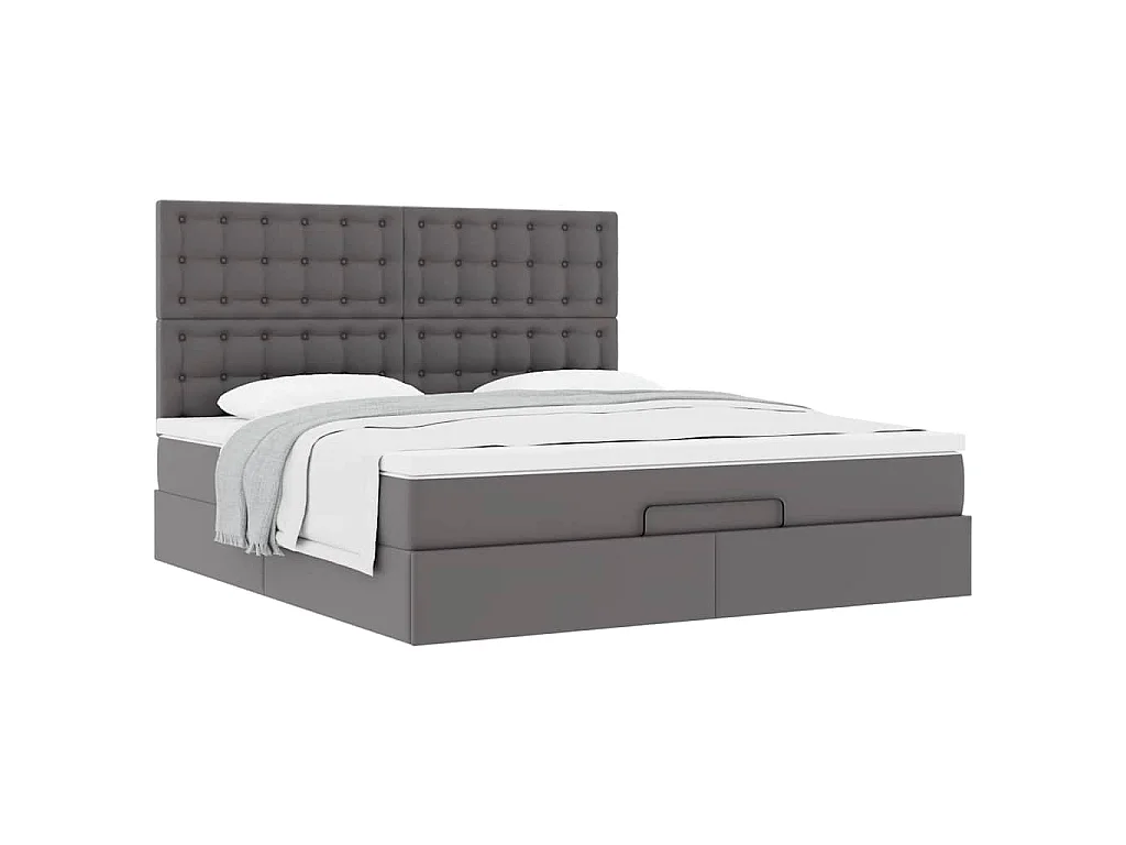 Ottoman bed met matras 180x200cm kunstleer grijs