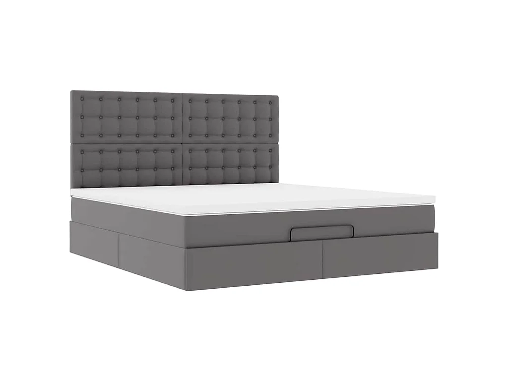 Ottoman bed met matras 180x200cm kunstleer grijs