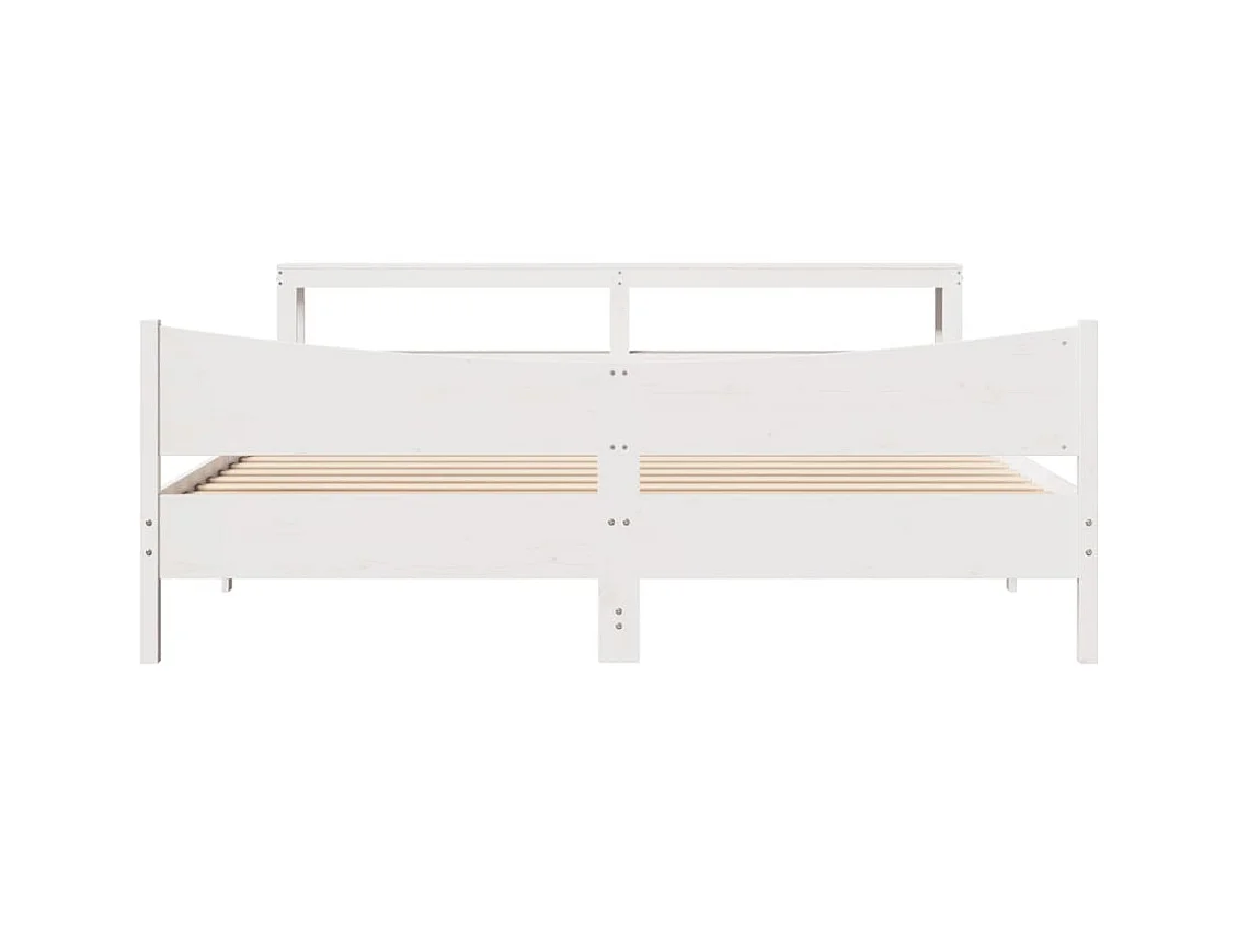 Bedframe met hoofdbord massief grenenhout wit 180x200 cm