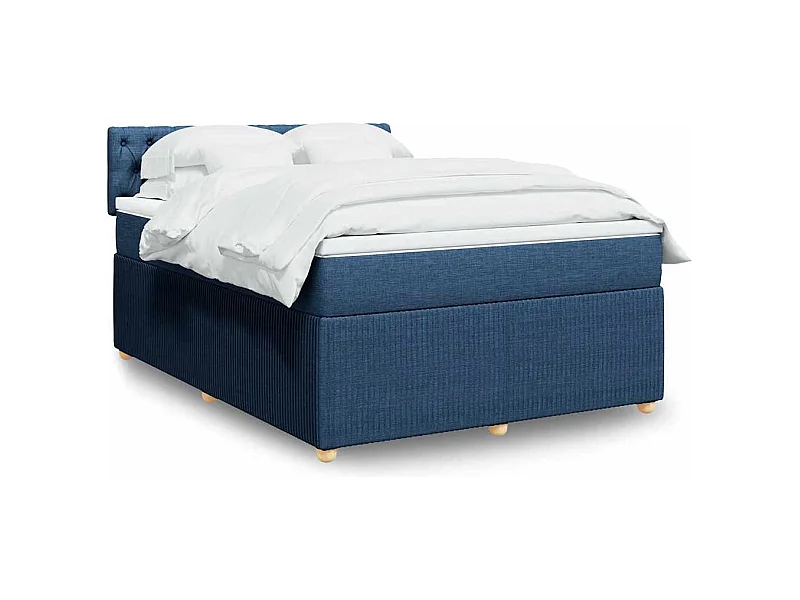 Boxspringbett mit Matratze Blau 140x190 cm Stoff