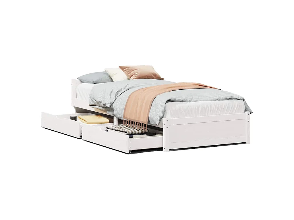 Cadre de lit sans matelas blanc 90x190 cm bois de pin massif