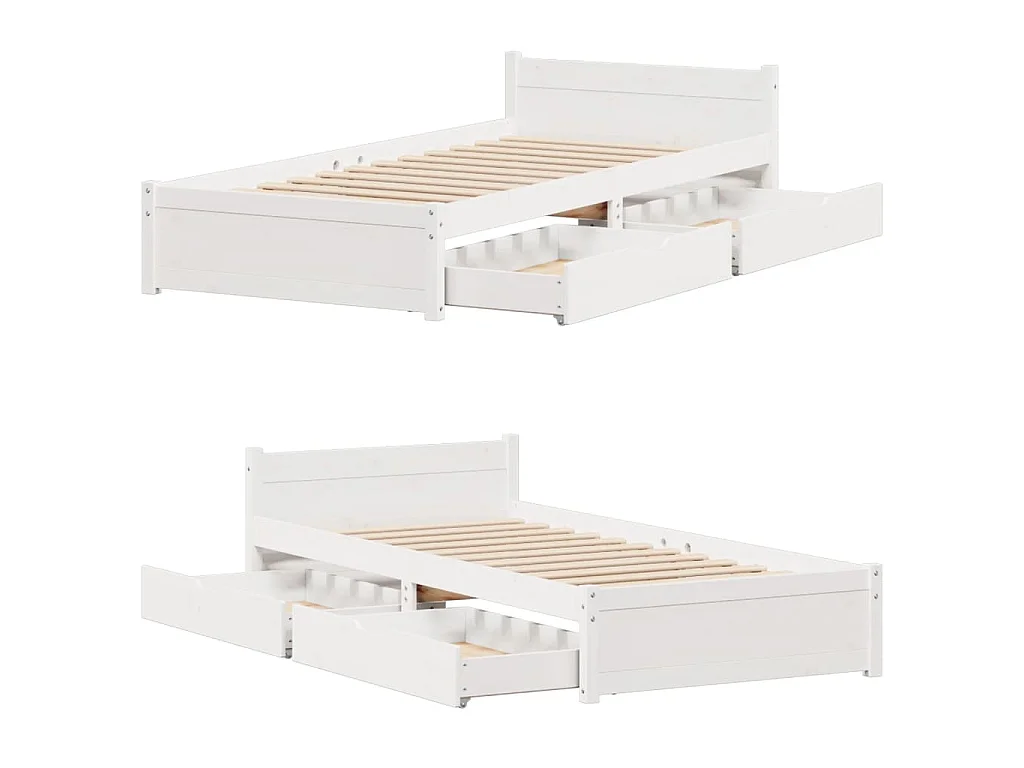 Cadre de lit sans matelas blanc 90x190 cm bois de pin massif