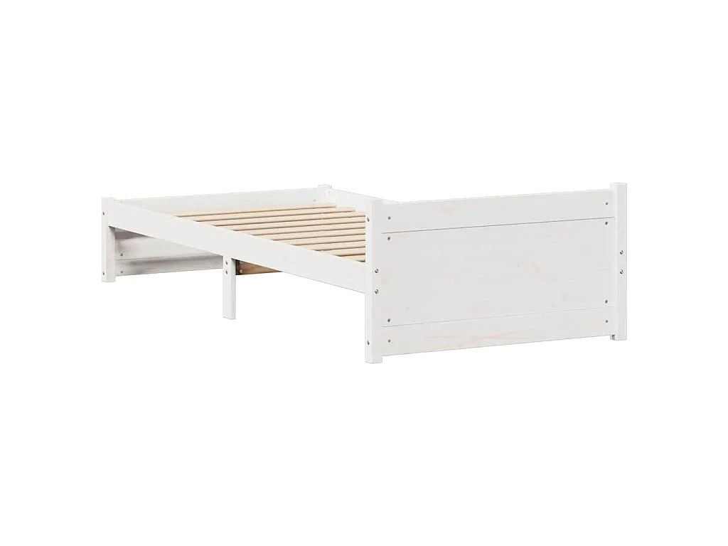 Bedframe zonder matras massief grenenhout wit 90x190 cm