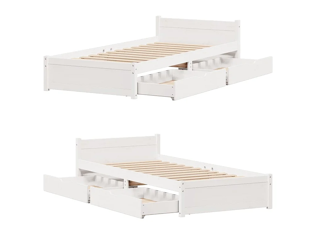 Bedframe zonder matras massief grenenhout wit 90x190 cm
