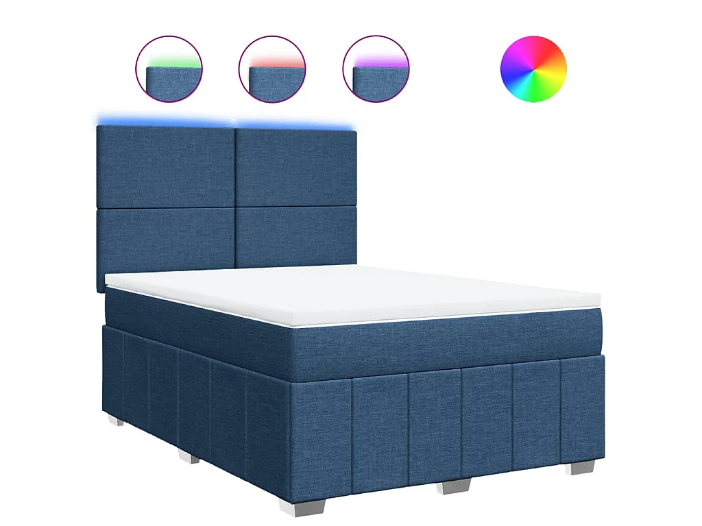 Boxspring met matras stof blauw 140x200 cm