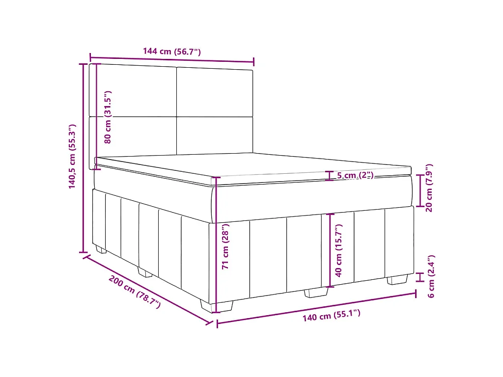 Boxspring met matras stof blauw 140x200 cm