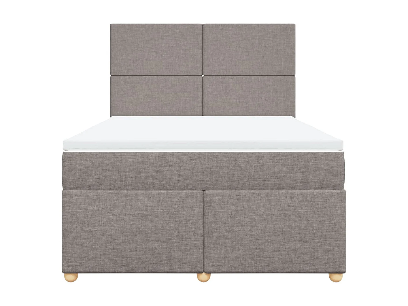 Cama box spring con colchón tela gris taupe 140x190 cm