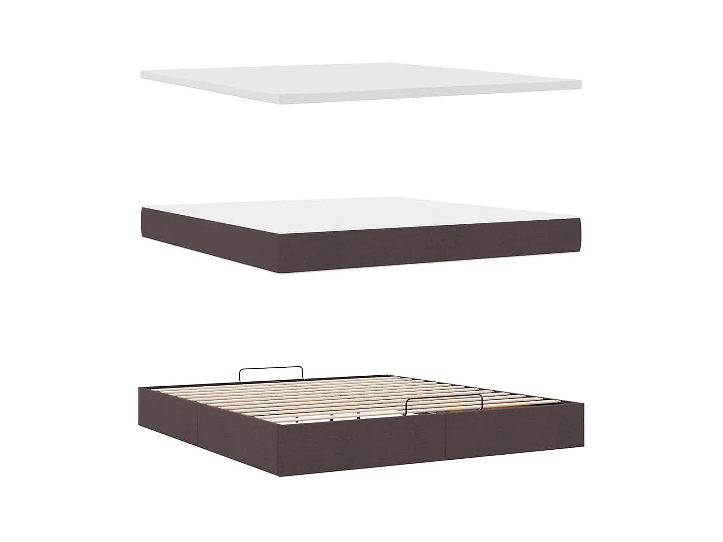 Cadre de lit ottoman avec matelas marron foncé 160x200 cm tissu