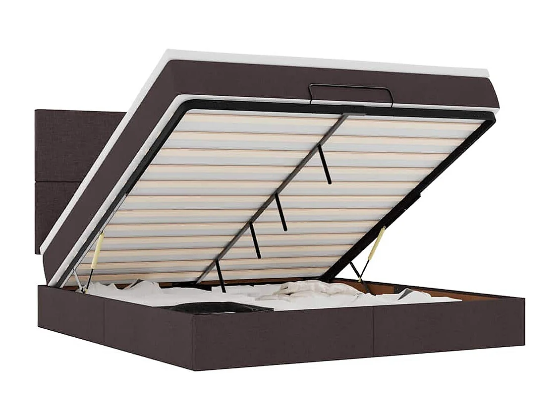 Ottoman-Bett mit Matratze Dunkelbraun 160x200 cm Stoff