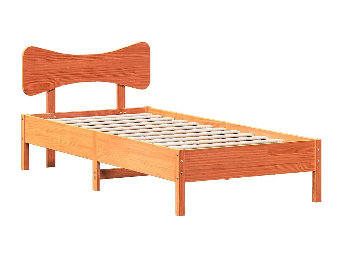 Bedframe zonder matras massief grenenhout wasbruin 90x190 cm