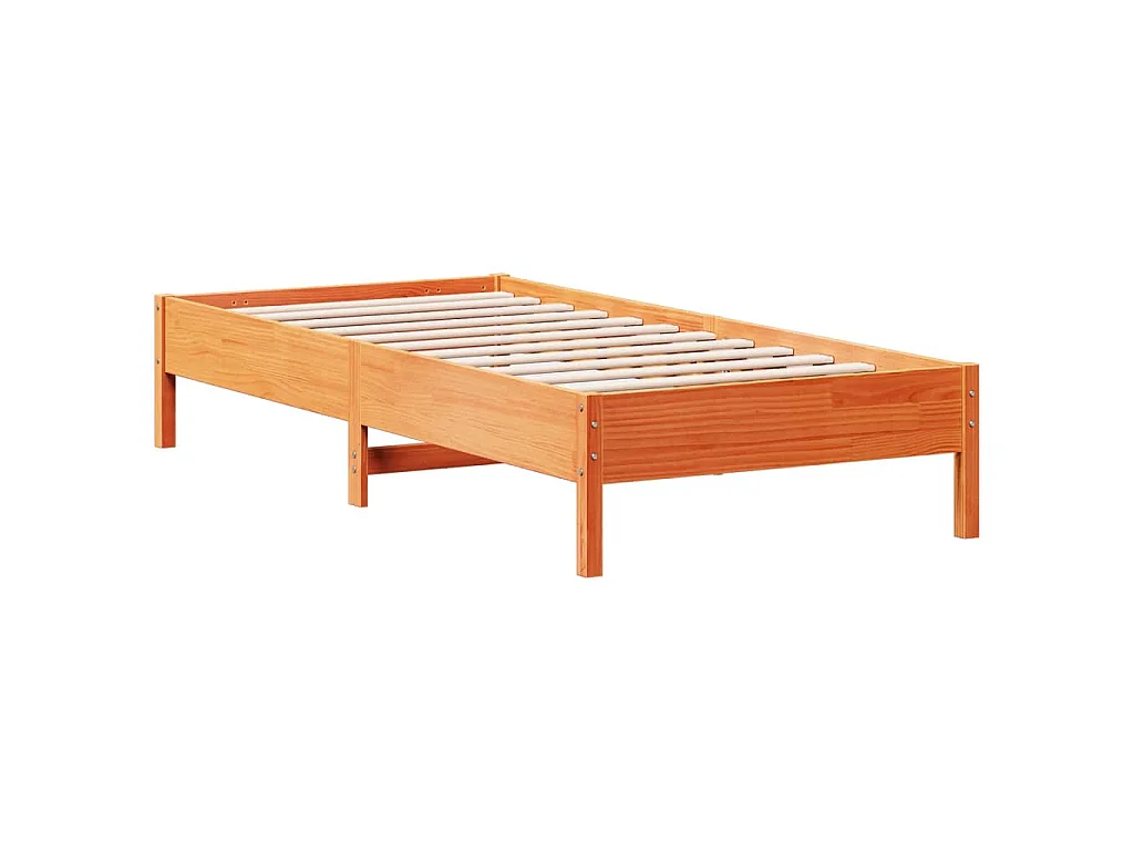Bedframe zonder matras massief grenenhout wasbruin 90x190 cm