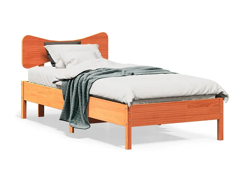 Bedframe zonder matras massief grenenhout wasbruin 90x190 cm