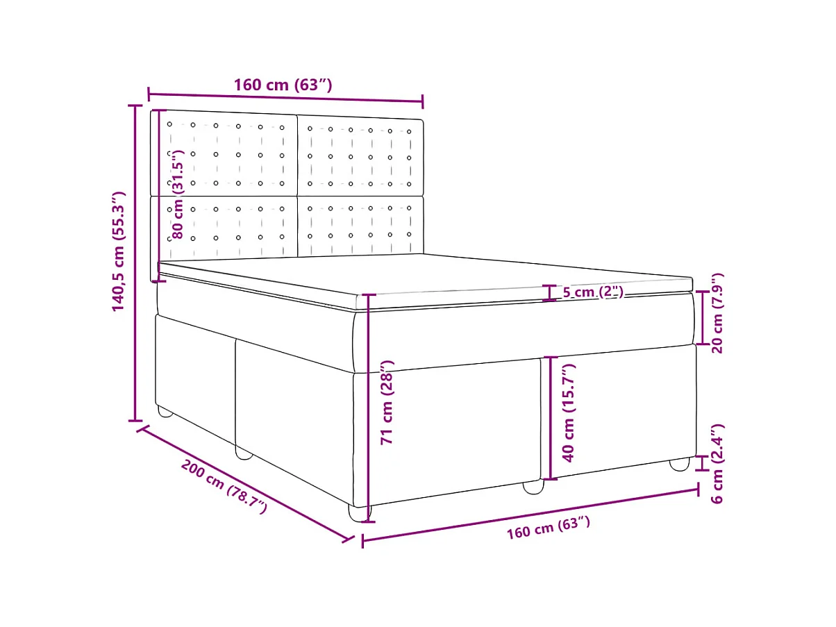 Sommier à lattes de lit avec matelas Taupe 160x200 cm Tissu
