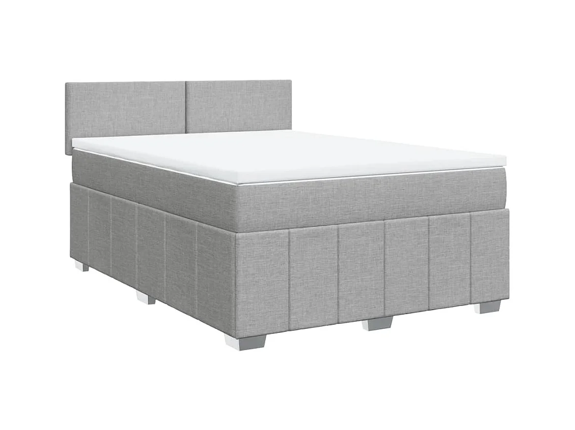 Sommier à lattes de lit avec matelas Gris clair 140x190cm Tissu