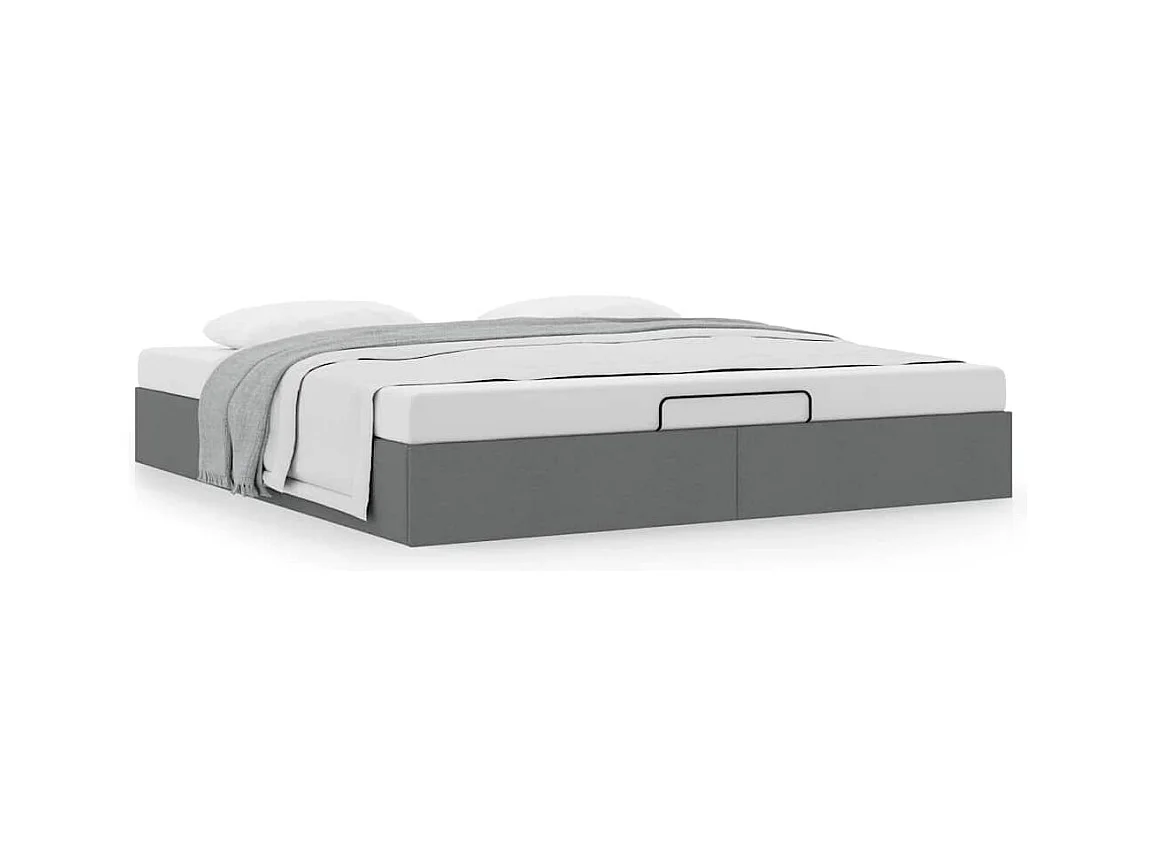 Ottoman-Bett ohne Matratze Dunkelgrau 160x200 cm Stoff