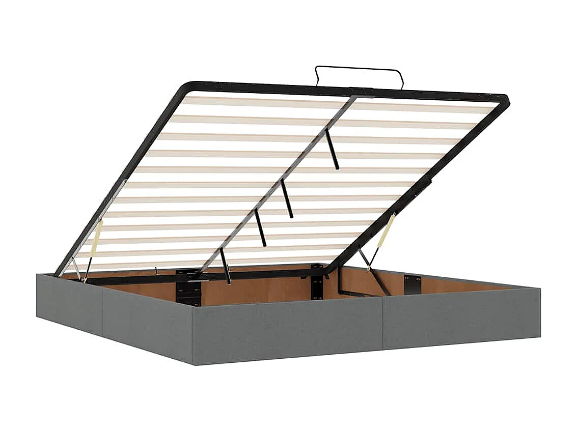 Estructura cama otomana sin colchón tela gris oscuro 160x200 cm
