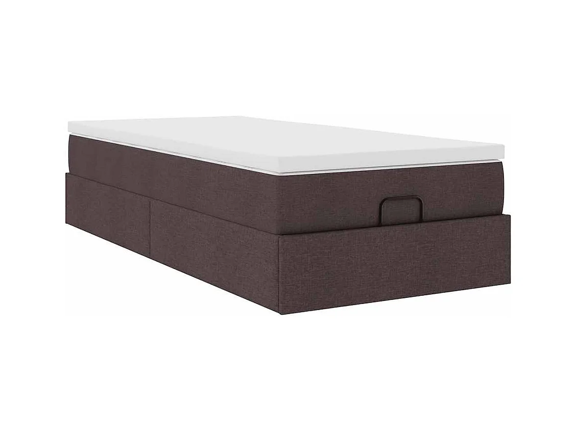 Cadre de lit ottoman avec matelas marron foncé 100x200 cm tissu