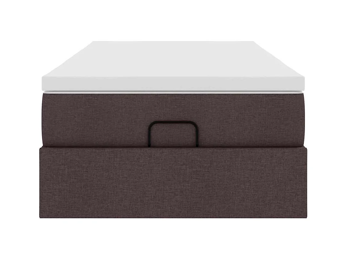 Cadre de lit ottoman avec matelas marron foncé 100x200 cm tissu
