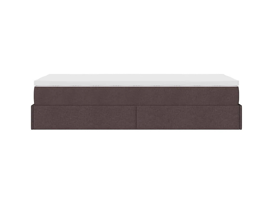 Cadre de lit ottoman avec matelas marron foncé 100x200 cm tissu