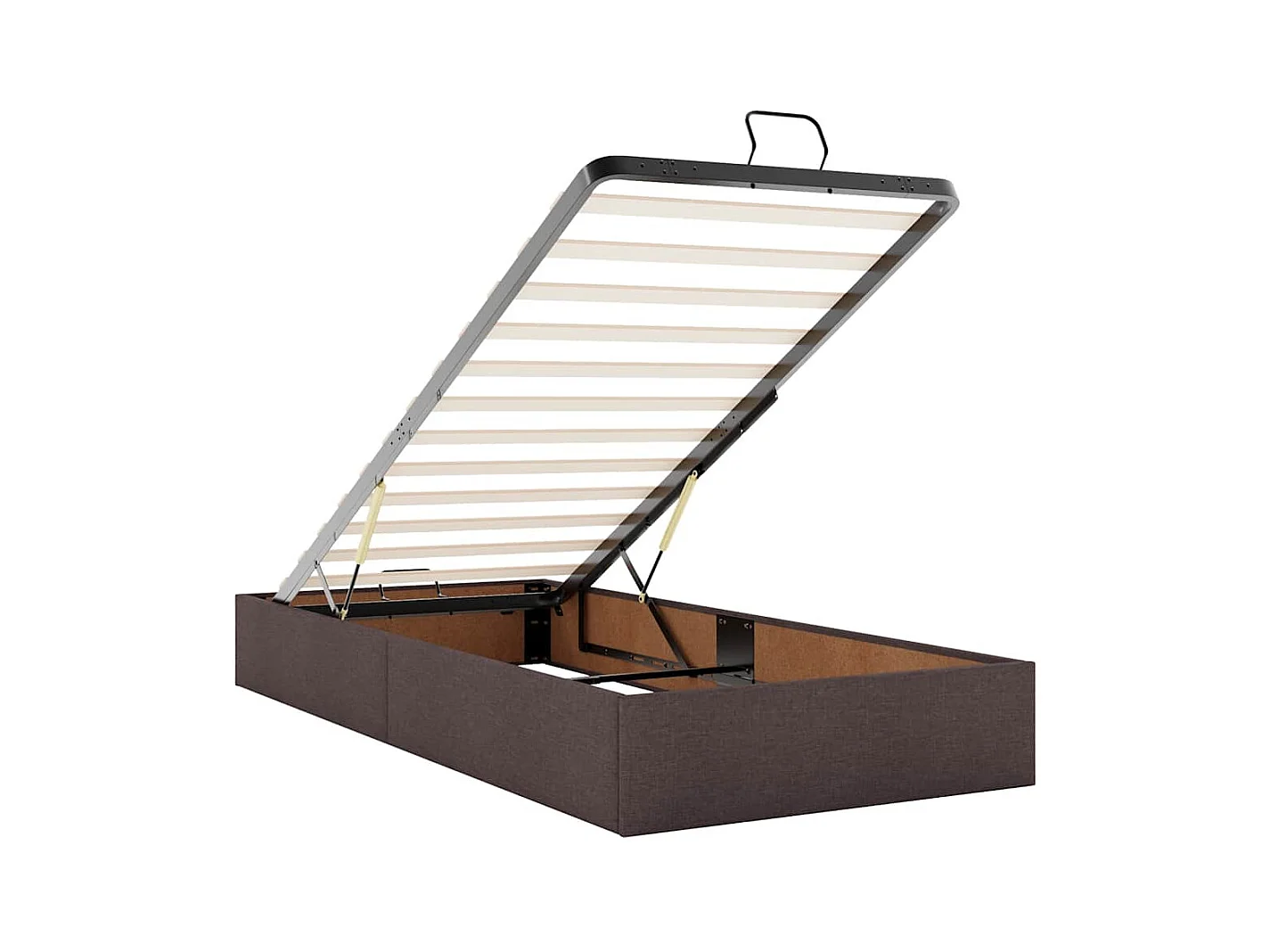 Cadre de lit ottoman avec matelas marron foncé 100x200 cm tissu