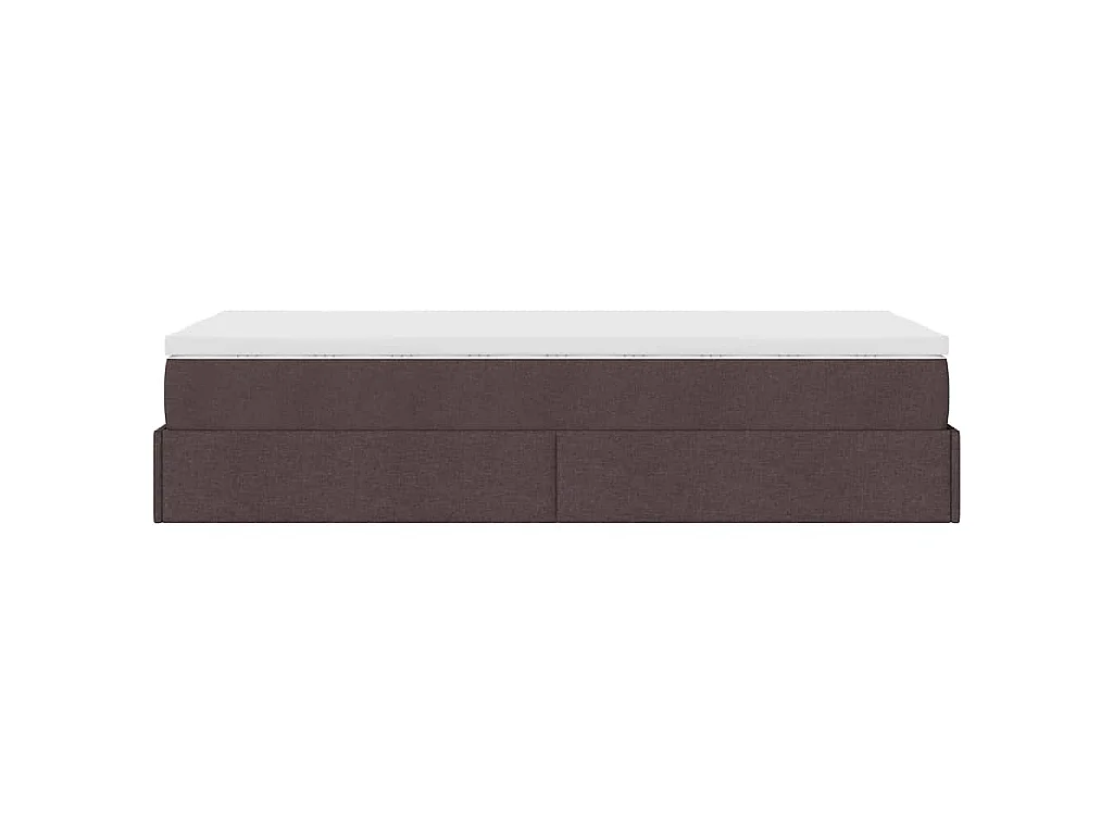 Estrutura cama otomana colchão 100x200cm tecido castanho escuro