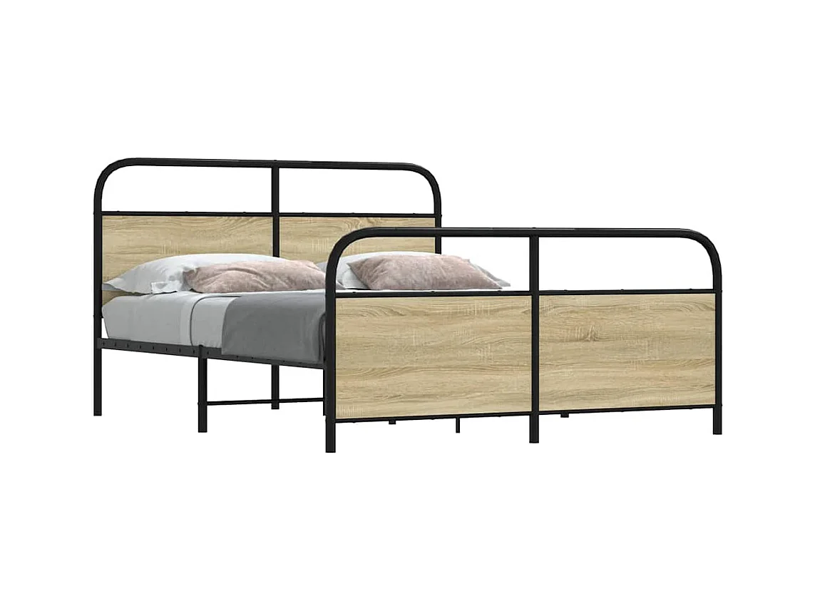 Cadre de lit en métal sans matelas chêne sonoma 160x200 cm