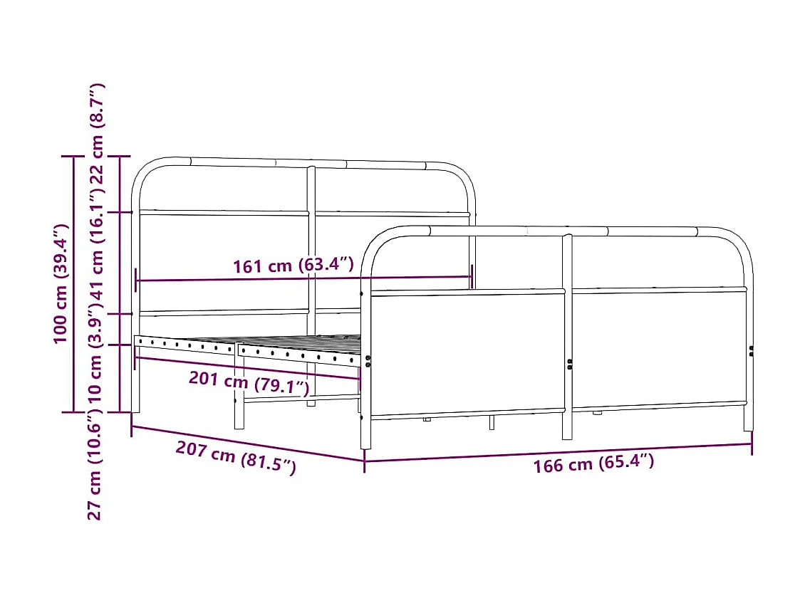 Bedframe zonder matras metaal sonoma eikenkleurig 160x200 cm