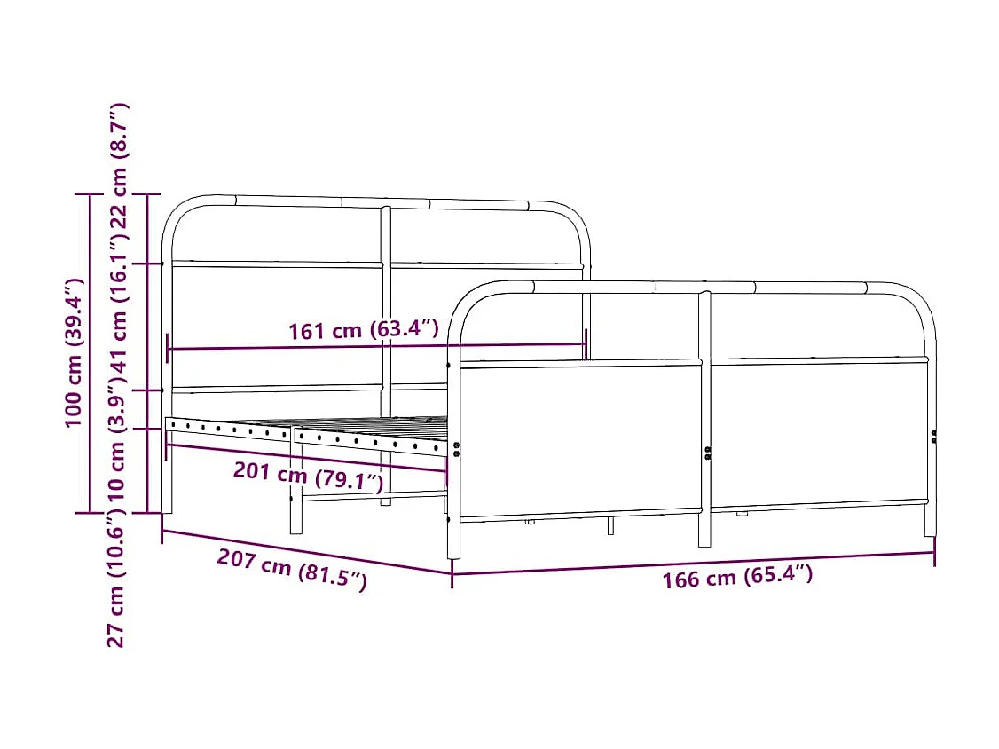 Bedframe zonder matras metaal sonoma eikenkleurig 160x200 cm