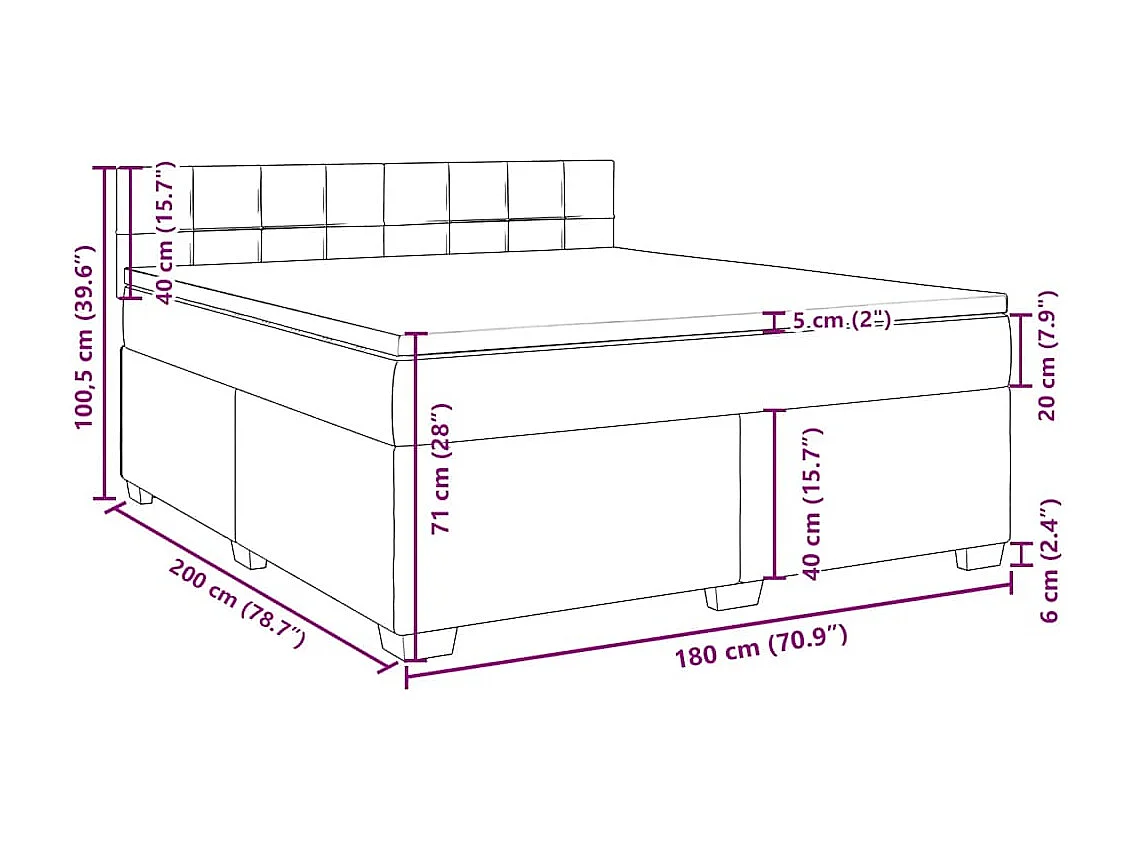 Giroletto a Molle con Materasso Blu 180x200 cm in Velluto