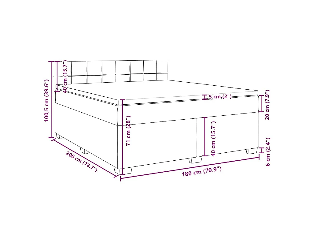 Boxspringbett mit Matratze Blau 180x200 cm Samt