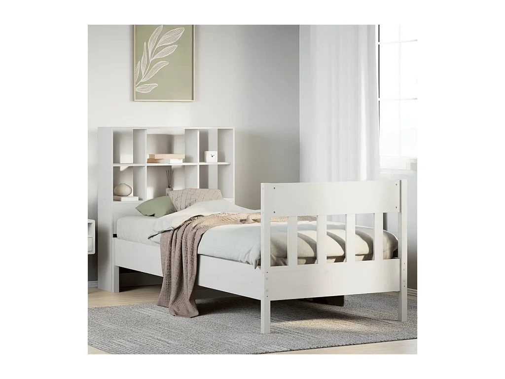 Cadre de lit sans matelas blanc 90x200 cm bois de pin massif