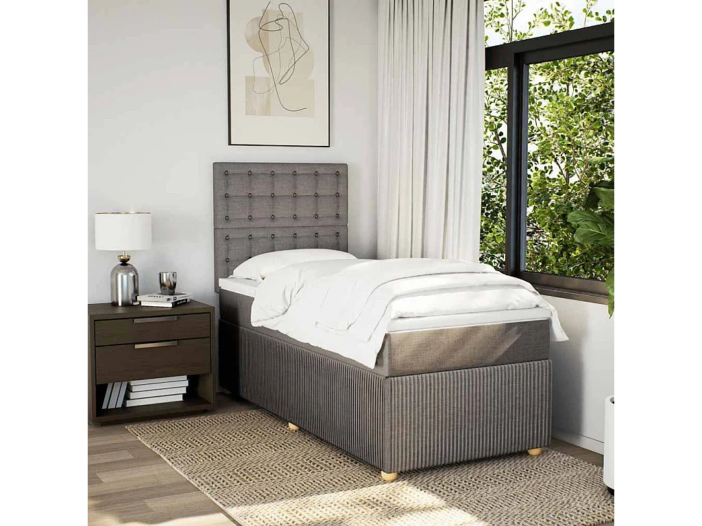 Boxspring met matras stof taupe 90x200 cm