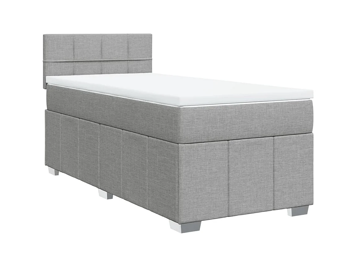 Sommier à lattes de lit avec matelas Gris clair 100x200cm Tissu