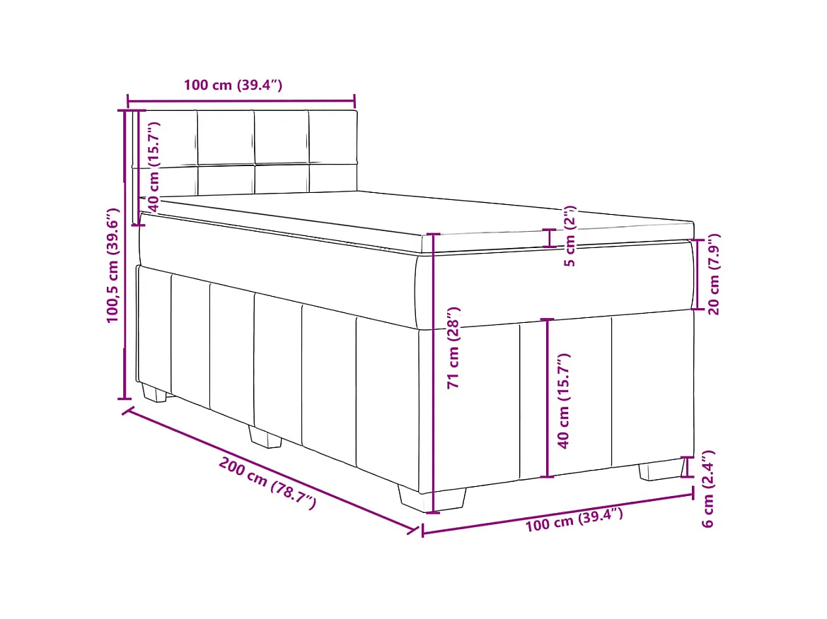 Sommier à lattes de lit avec matelas Gris clair 100x200cm Tissu