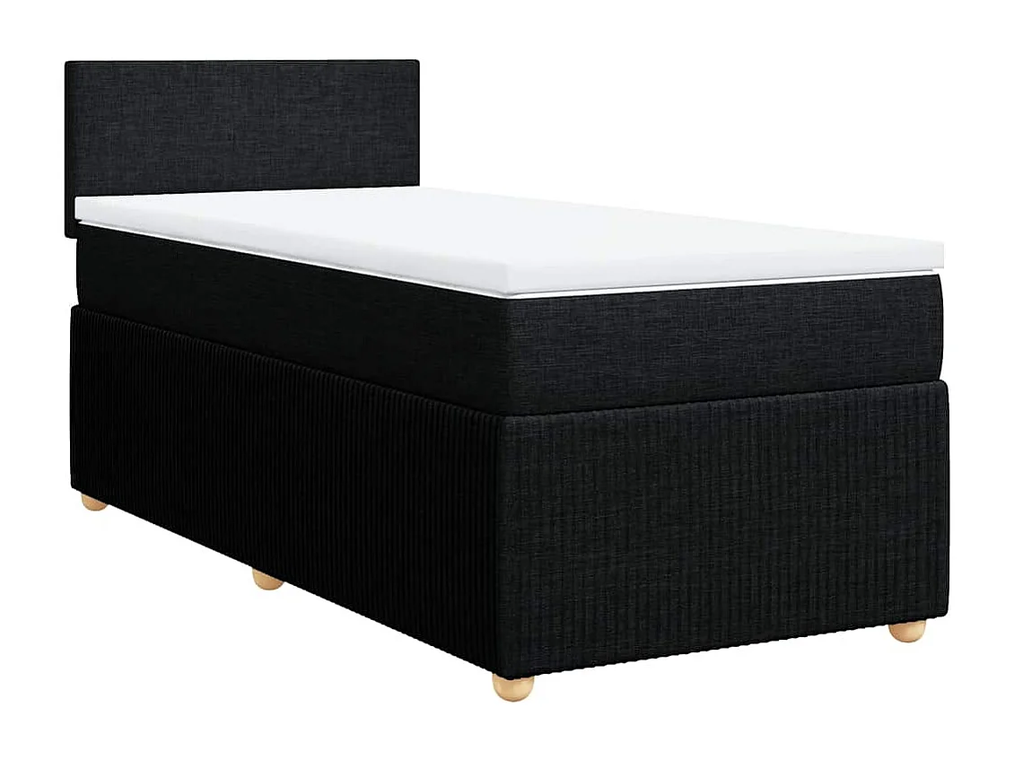 Cama box spring con colchón tela negro 100x200 cm