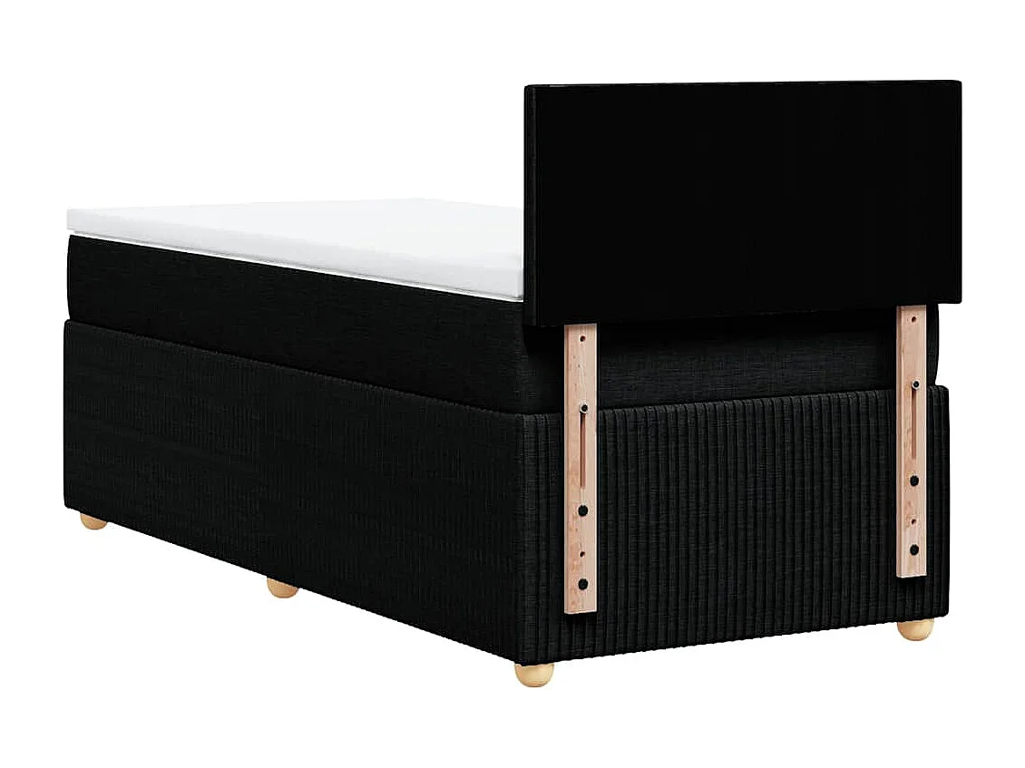 Cama box spring con colchón tela negro 100x200 cm