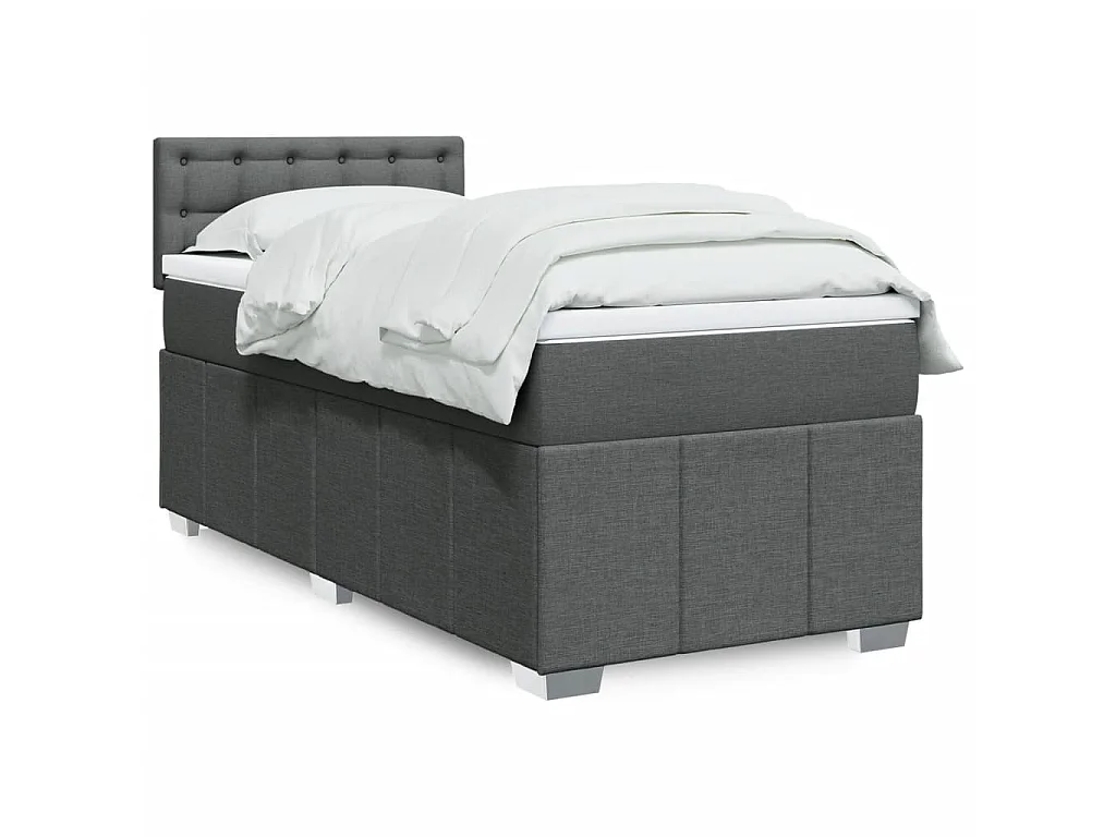 Sommier à lattes de lit et matelas Gris foncé 90x190 cm Tissu