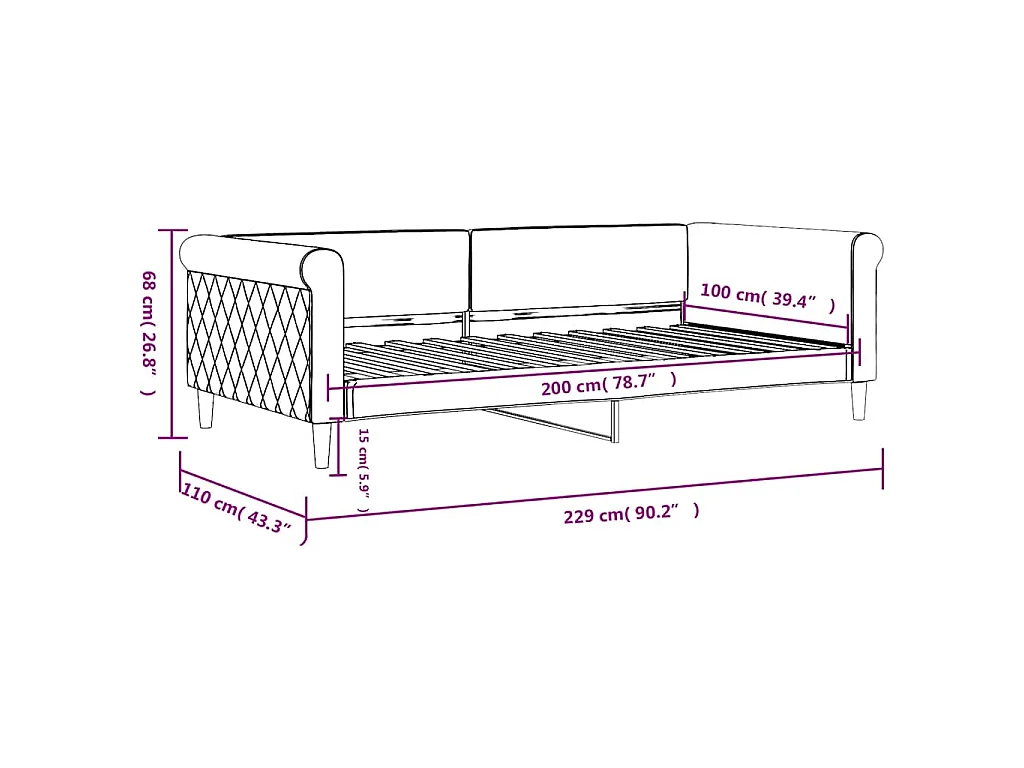 Tagesbett Dunkelgrün 100x200 cm Samt