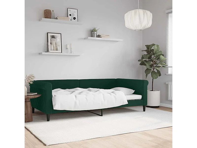 Lit de repos sans matelas vert foncé 100x200 cm velours
