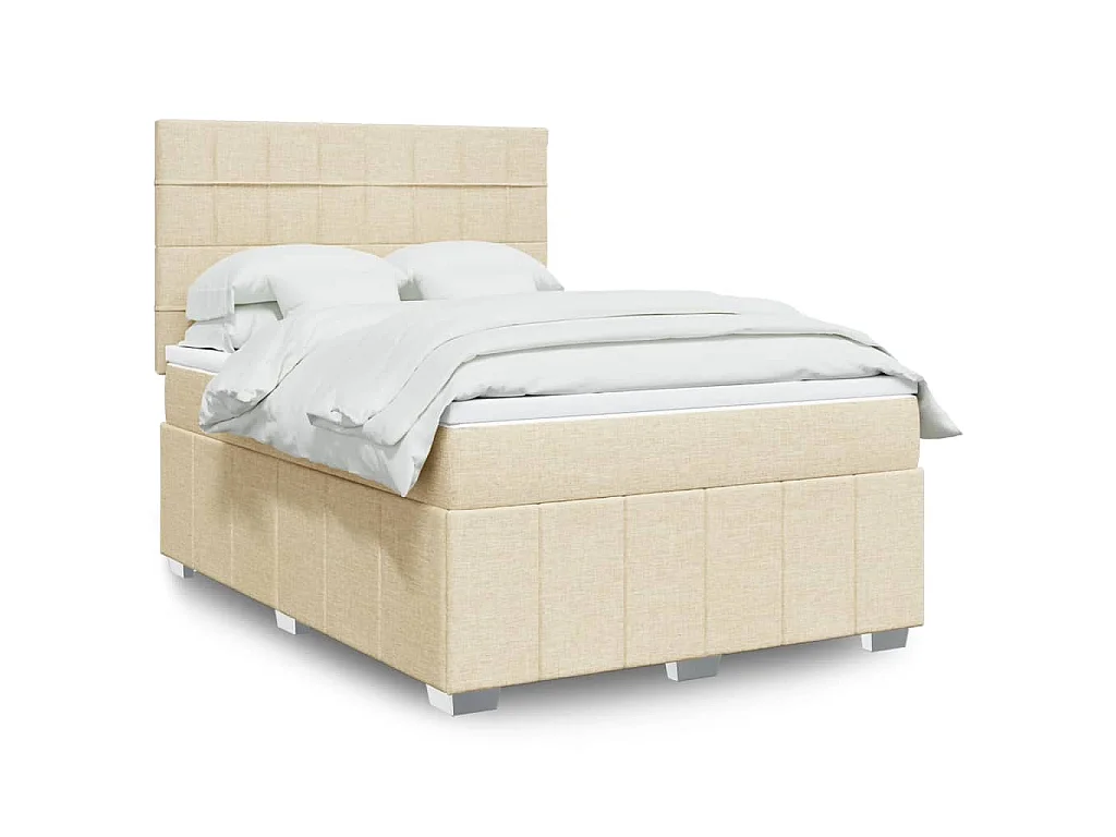 Giroletto a Molle con Materasso Crema 140x200 cm in Tessuto