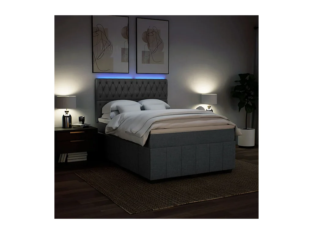 Sommier à lattes de lit avec matelas Gris foncé 140x200cm Tissu